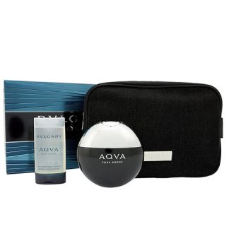 BVLGARI AQVA POUR HOMME WITH POUCH 3 PCS GIFT SET FOR MEN