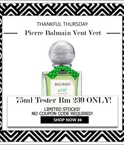 PIERRE BALMAIN VENT VERT EDT FOR WOMEN 75ML TESTER [THANKFUL THURSDAY SPECIAL]