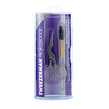 TWEEZERMAN PROFESSIONAL STAINLESS BROW SHAPING SCISSORS &AMP; BRUSH -