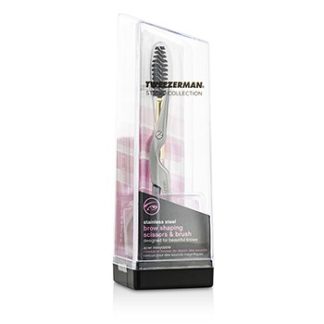 TWEEZERMAN STAINLESS STEEL BROW SHAPING SCISSORS & BRUSH (STUDIO COLLECTION) 2PCS