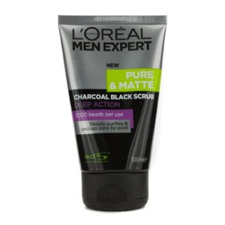 L'OREAL MEN EXPERT PURE &AMP; MATTE CHARCOAL BLACK SCRUB 100ML/3.3OZ