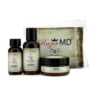 RAZOR MD RX SHAVE TRIO (HERBAL BLEND): POST SHAVE LOTION 60ML + PRE SHAVE OIL 30ML + SHAVE CREAM 60ML 3PCS