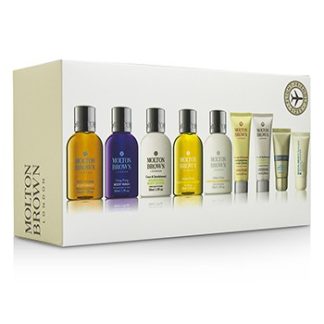 MOLTON BROWN REFRESH &AMP; REJUVENATE TRAVEL COLLECTION: BODY WASH+BODY LOTION+SHAMPOO+CONDITIONER+HAND CREAM+LIPSAVER+EYE CONCENTRATE 9PCS