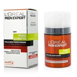 L'OREAL MEN EXPERT PURE &AMP; MATTE VOLCANO MOISTURISER - OIL-CONTROL &AMP; ANTI-ACNE 50ML/1.7OZ
