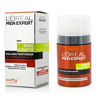 L'OREAL MEN EXPERT PURE &AMP; MATTE VOLCANO MOISTURISER - OIL-CONTROL &AMP; ANTI-ACNE 50ML/1.7OZ