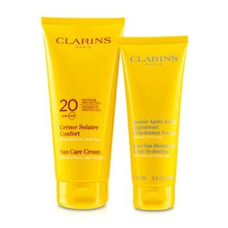 CLARINS SUNSET KIT: SUN CARE CREAM SPF 20 200ML/7OZ + AFTER SUN MOISTURIZER 100ML/3.4OZ  2PCS