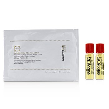 CELLCOSMET &AMP; CELLMEN CELLCOSMET CELLECTIVE CELLCOLLAGEN FACE &AMP; NECK: 4X MASKS (SERUM 28ML/0.95OZ) + 4X AMPOULES 1.5ML/0.05OZ  -
