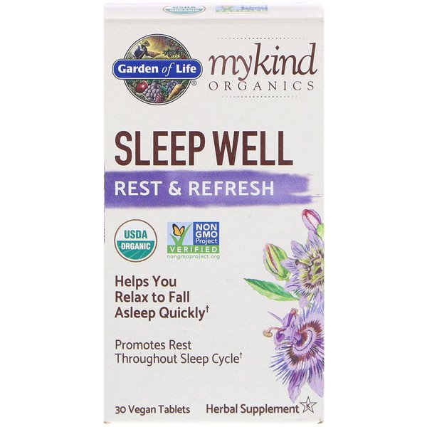 Garden of Life, MyKind Organics, Sleep Well, Rest & Refresh, 30 Vegan Tablets 1 Garden of Life, MyKind Organics, Sleep Well, Rest & Refresh, 30 Vegan Tablets