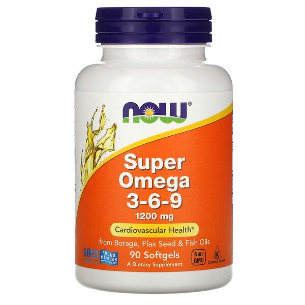 NOW Foods, Super Omega 3-6-9, 1,200 mg, 90 Softgels 1 NOW Foods, Super Omega 3-6-9, 1,200 mg, 90 Softgels