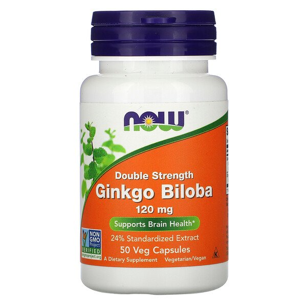 NOW Foods, Ginkgo Biloba, Double Strength, 120 mg, 50 Veg Capsules 1 NOW Foods, Ginkgo Biloba, Double Strength, 120 mg, 50 Veg Capsules