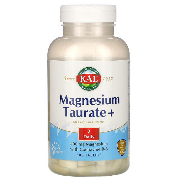 KAL, Magnesium Taurate +, 200 mg, 180 Tablets 1 KAL, Magnesium Taurate +, 200 mg, 180 Tablets