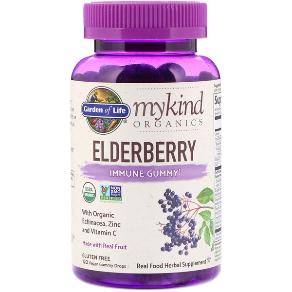 Garden of Life, MyKind Organics, Elderberry, Immune Gummy, 120 Vegan Gummy Drops 1 Garden of Life, MyKind Organics, Elderberry, Immune Gummy, 120 Vegan Gummy Drops