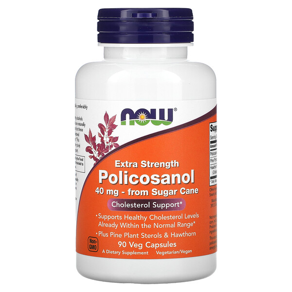 NOW Foods, Policosanol, Extra Strength , 40 mg, 90 Veg Capsules 1 NOW Foods, Policosanol, Extra Strength , 40 mg, 90 Veg Capsules