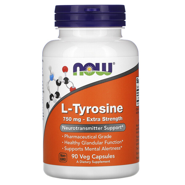 NOW Foods, L-Tyrosine, Extra Strength, 750 mg, 90 Veg Capsules 1 NOW Foods, L-Tyrosine, Extra Strength, 750 mg, 90 Veg Capsules