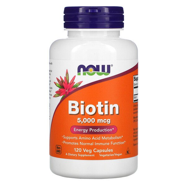 NOW Foods, Biotin, 5,000 mcg, 120 Veg Capsules 1 NOW Foods, Biotin, 5,000 mcg, 120 Veg Capsules