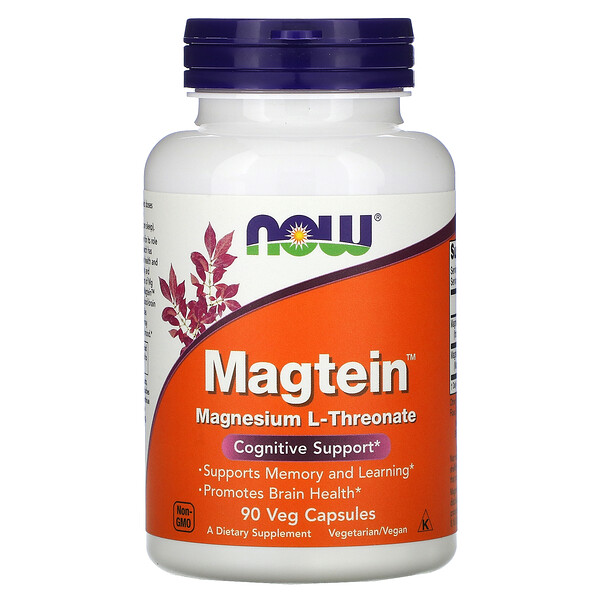 NOW Foods, Magtein, Magnesium L-Threonate, 90 Veg Capsules 1 NOW Foods, Magtein, Magnesium L-Threonate, 90 Veg Capsules