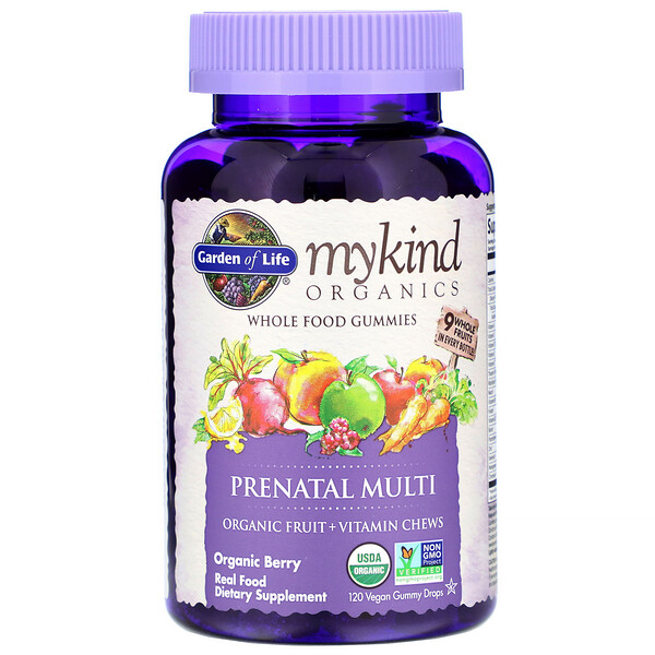 Garden of Life, MyKind Organics, Prenatal Multi, Berry, 120 Vegan Gummy Drops 1 Garden of Life, MyKind Organics, Prenatal Multi, Berry, 120 Vegan Gummy Drops