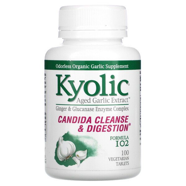 Kyolic, Aged Garlic Extract, Candida Cleanse & Digestion, Formula 102, 100 Vegetarian Tablets 1 Kyolic, Aged Garlic Extract, Candida Cleanse & Digestion, Formula 102, 100 Vegetarian Tablets
