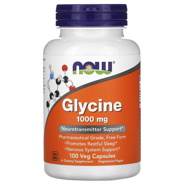 NOW Foods, Glycine, 1,000 mg, 100 Veg Capsules 1 NOW Foods, Glycine, 1,000 mg, 100 Veg Capsules