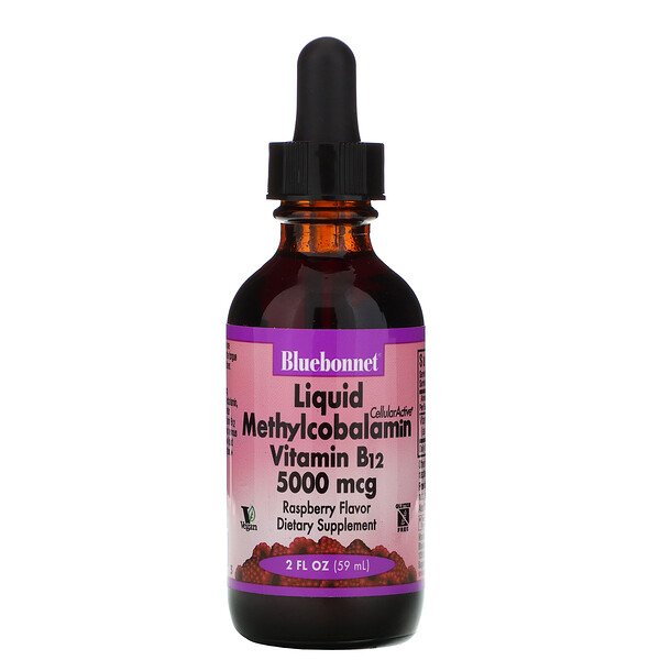 Bluebonnet Nutrition, Liquid Methylcobalamin Vitamin B12, Natural Raspberry Flavor, 5000 mcg, 2 fl oz (59 ml) 1 Bluebonnet Nutrition, Liquid Methylcobalamin Vitamin B12, Natural Raspberry Flavor, 5000 mcg, 2 fl oz (59 ml)