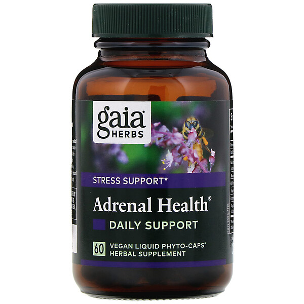 Gaia Herbs, Adrenal Health, Daily Support , 60 Vegan Liquid PhytoCapsSingapore