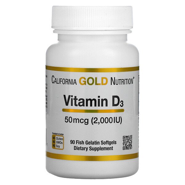 California Gold Nutrition, Vitamin D3, 50 mcg (2,000 IU), 90 Fish Gelatin Softgels 1 California Gold Nutrition, Vitamin D3, 50 mcg (2,000 IU), 90 Fish Gelatin Softgels