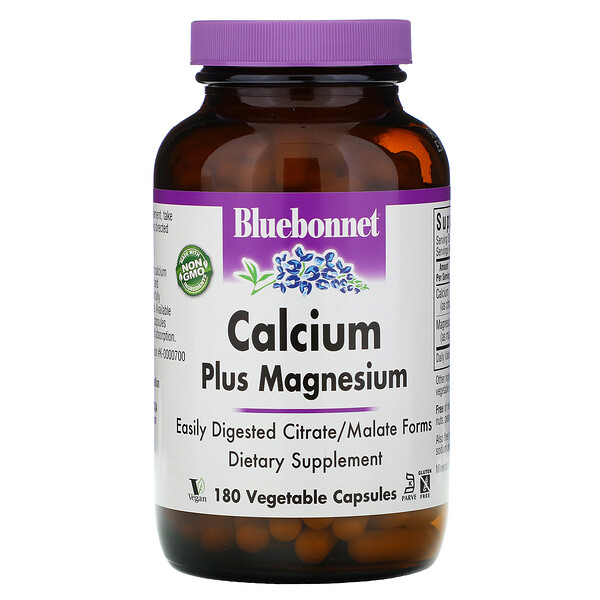 Bluebonnet Nutrition, Calcium Plus Magnesium, 180 Vcaps 1 Bluebonnet Nutrition, Calcium Plus Magnesium, 180 Vcaps