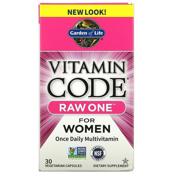 Garden of Life, Vitamin Code, Raw One For Women Once Daily Multivitamin, 30 Vegetarian Capsules 1 Garden of Life, Vitamin Code, Raw One For Women Once Daily Multivitamin, 30 Vegetarian Capsules