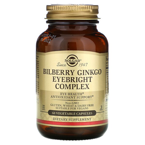 Solgar, Bilberry Ginkgo Eyebright Complex, 60 Vegetable Capsules 1 Solgar, Bilberry Ginkgo Eyebright Complex, 60 Vegetable Capsules