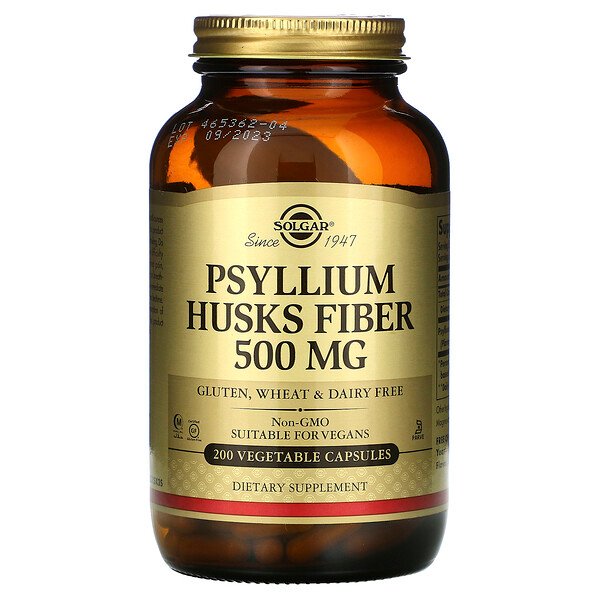 Solgar, Psyllium Husks Fiber, 500 mg, 200 Vegetable Capsules 1 Solgar, Psyllium Husks Fiber, 500 mg, 200 Vegetable Capsules
