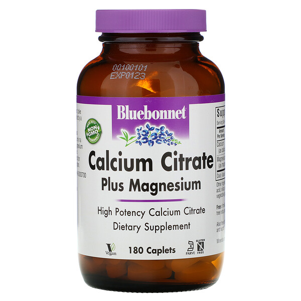 Bluebonnet Nutrition, Calcium Citrate Plus Magnesium, 180 Caplets 1 Bluebonnet Nutrition, Calcium Citrate Plus Magnesium, 180 Caplets