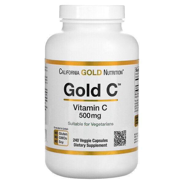 California Gold Nutrition, Gold C, Vitamin C, 500 mg, 240 Veggie Capsules 1 California Gold Nutrition, Gold C, Vitamin C, 500 mg, 240 Veggie Capsules
