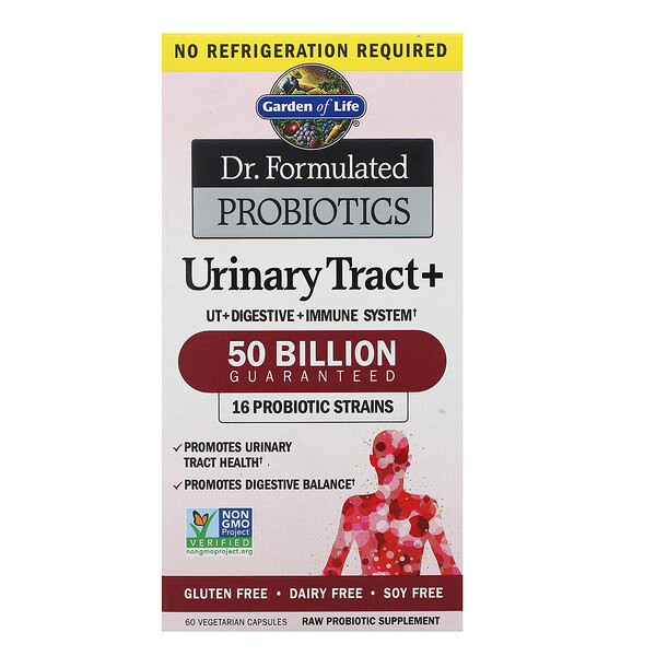 Garden of Life, Dr Garden of Life, Dr. Formulated Probiotics, Urinary Tract+, 60 Vegetarian Capsules