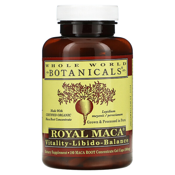 Whole World Botanicals, Royal Maca, 250 mg, 180 Gel Caps 1 Whole World Botanicals, Royal Maca, 250 mg, 180 Gel Caps