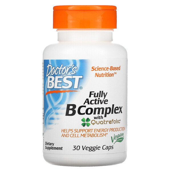 Doctor's Best, Fully Active B Complex with Quatrefolic, 30 Veggie Caps 1 Doctor's Best, Fully Active B Complex with Quatrefolic, 30 Veggie Caps