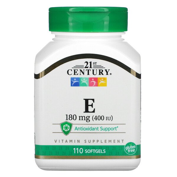 21st Century, Vitamin E, 180 mg (400 IU), 110 Softgels 1 21st Century, Vitamin E, 180 mg (400 IU), 110 Softgels