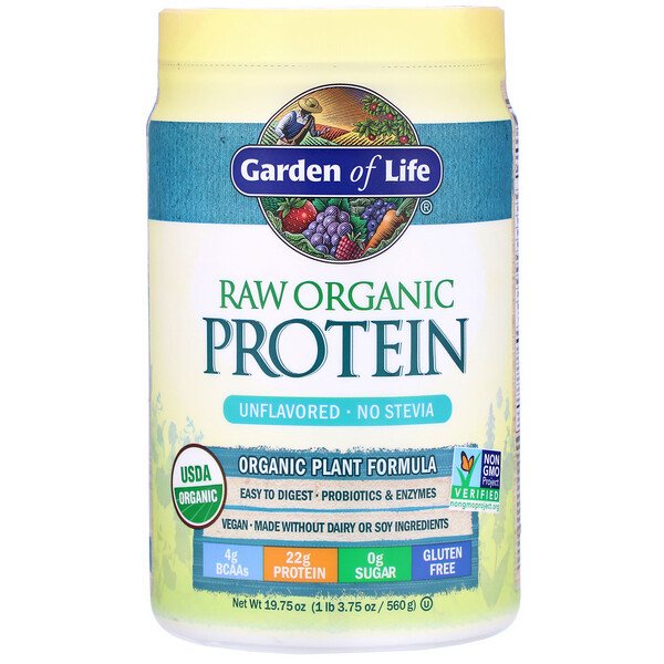 Garden of Life, RAW Organic Protein, Organic Plant Formula, Unflavored, 19 Garden of Life, RAW Organic Protein, Organic Plant Formula, Unflavored, 19.75 oz (560 g)