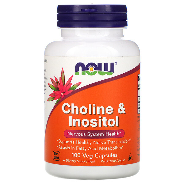 NOW Foods, Choline & Inositol, 100 Veg Capsules 1 NOW Foods, Choline & Inositol, 100 Veg Capsules
