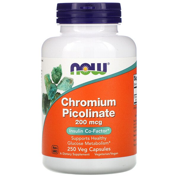 NOW Foods, Chromium Picolinate, 200 mcg, 250 Veg Capsules 1 NOW Foods, Chromium Picolinate, 200 mcg, 250 Veg Capsules