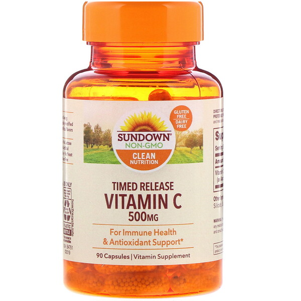 Sundown Naturals, Vitamin C, Timed Release, 500 mg, 90 Capsules 1 Sundown Naturals, Vitamin C, Timed Release, 500 mg, 90 Capsules