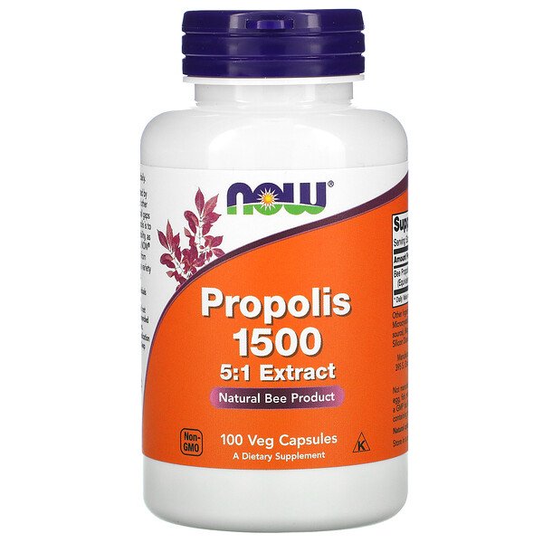 NOW Foods, Propolis 1500, 100 Veg Capsules 1 NOW Foods, Propolis 1500, 100 Veg Capsules