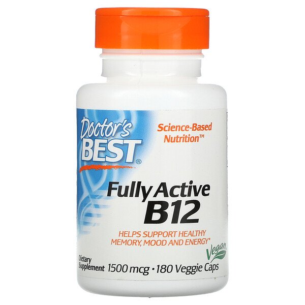 Doctor's Best, Fully Active B12, 1,500 mcg, 180 Veggie Caps 1 Doctor's Best, Fully Active B12, 1,500 mcg, 180 Veggie Caps