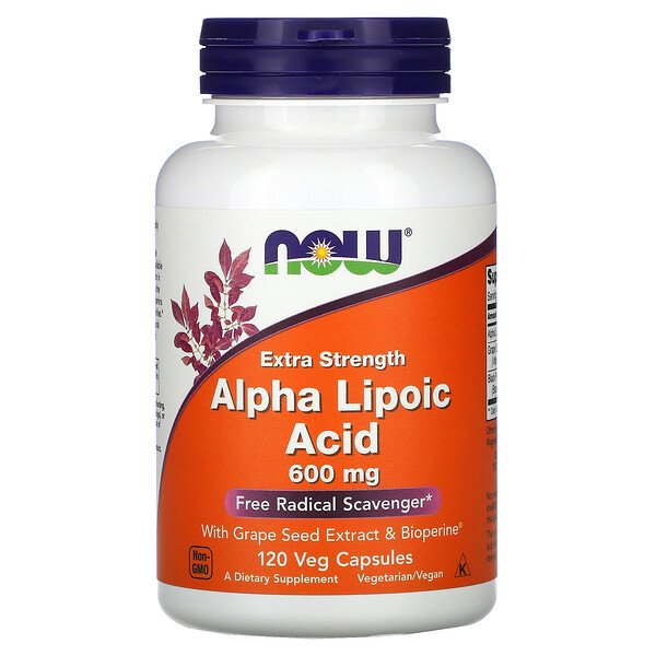 NOW Foods, Alpha Lipoic Acid, Extra Strength, 600 mg, 120 Veg Capsules 1 NOW Foods, Alpha Lipoic Acid, Extra Strength, 600 mg, 120 Veg Capsules