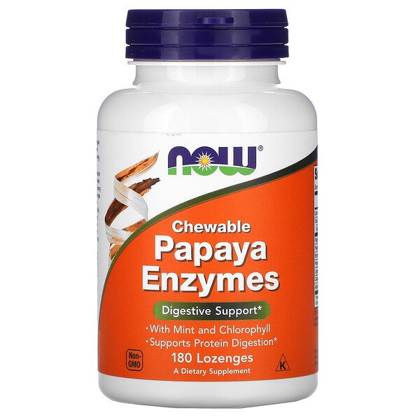 NOW Foods, Chewable Papaya Enzymes, 180 Lozenges 1 NOW Foods, Chewable Papaya Enzymes, 180 Lozenges