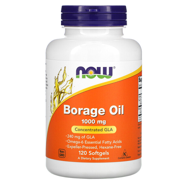 NOW Foods, Borage Oil, Concentration GLA , 1,000 mg, 120 Softgels 1 NOW Foods, Borage Oil, Concentration GLA , 1,000 mg, 120 Softgels