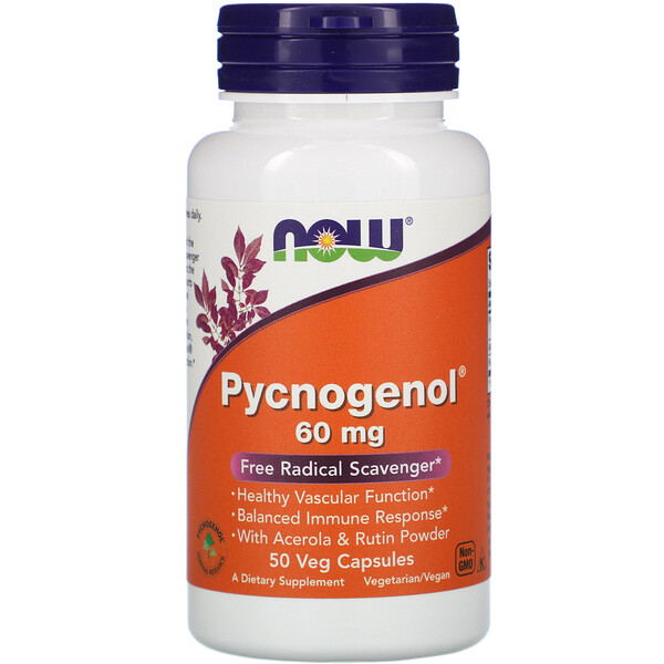 NOW Foods, Pycnogenol, 60 mg, 50 Veg Capsules 1 NOW Foods, Pycnogenol, 60 mg, 50 Veg Capsules