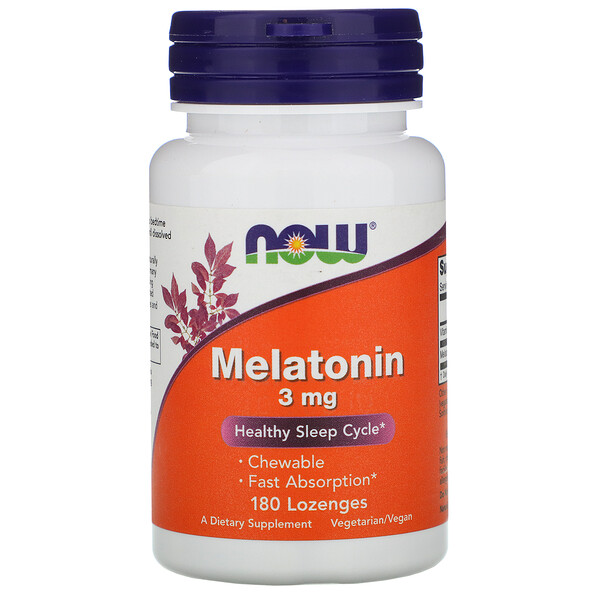 NOW Foods, Melatonin, 3 mg, 180 Lozenges 1 NOW Foods, Melatonin, 3 mg, 180 Lozenges