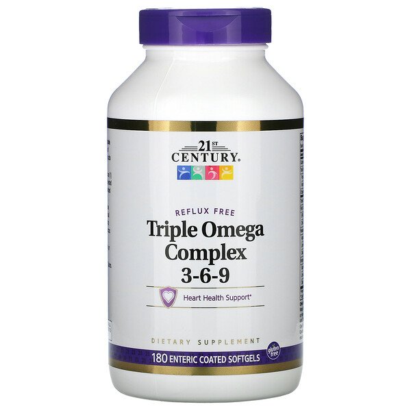 21st Century, Triple Omega Complex 3-6-9, 180 Enteric Coated Softgels 1 21st Century, Triple Omega Complex 3-6-9, 180 Enteric Coated Softgels