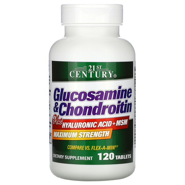 21st Century, Glucosamine & Chondroitin Plus Hyaluronic Acid + MSM, 120 Tablets 1 21st Century, Glucosamine & Chondroitin Plus Hyaluronic Acid + MSM, 120 Tablets