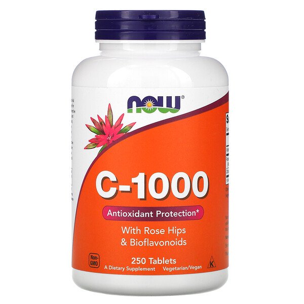 NOW Foods, C-1000, With Rose Hips and Bioflavonoids, 250 Tablets 1 NOW Foods, C-1000, With Rose Hips and Bioflavonoids, 250 Tablets